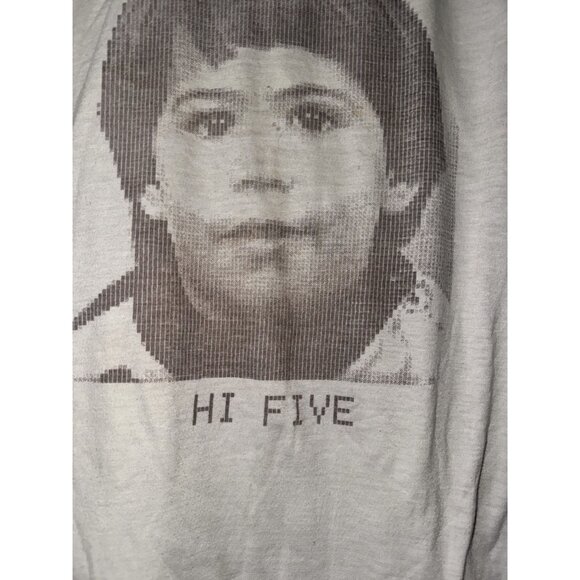 Vintage Hi Five Graphic T-Shirt Large 65% Polyester 35% Cotton White Made In USA - Picture 3 of 5
